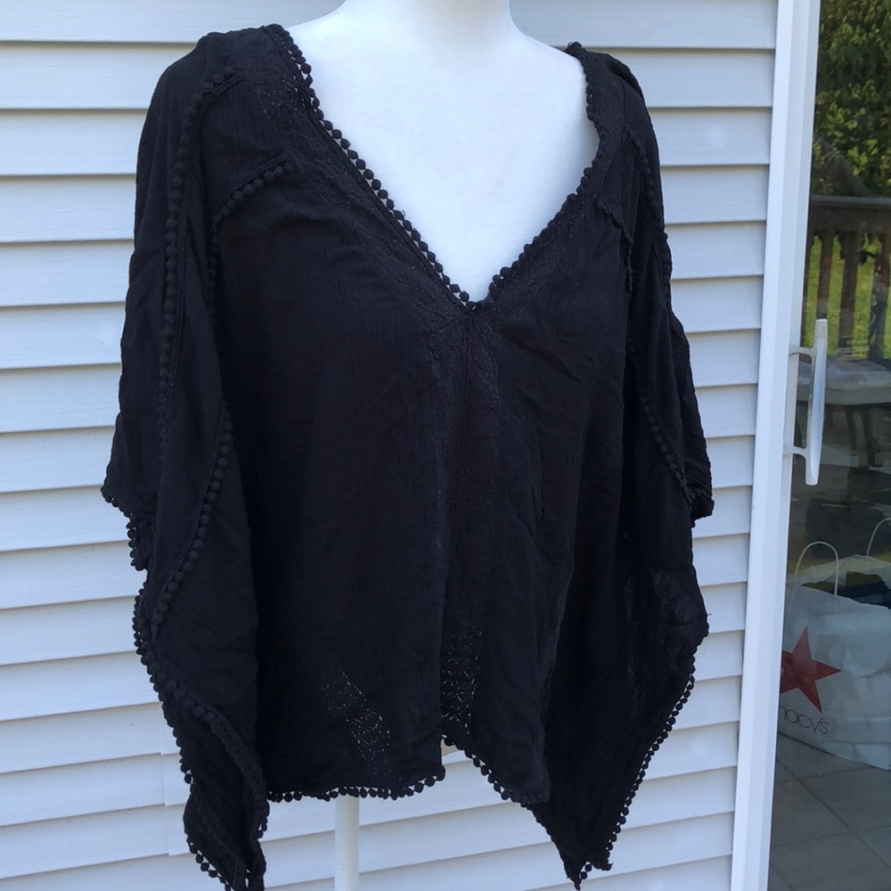 Boho black short sleeve top